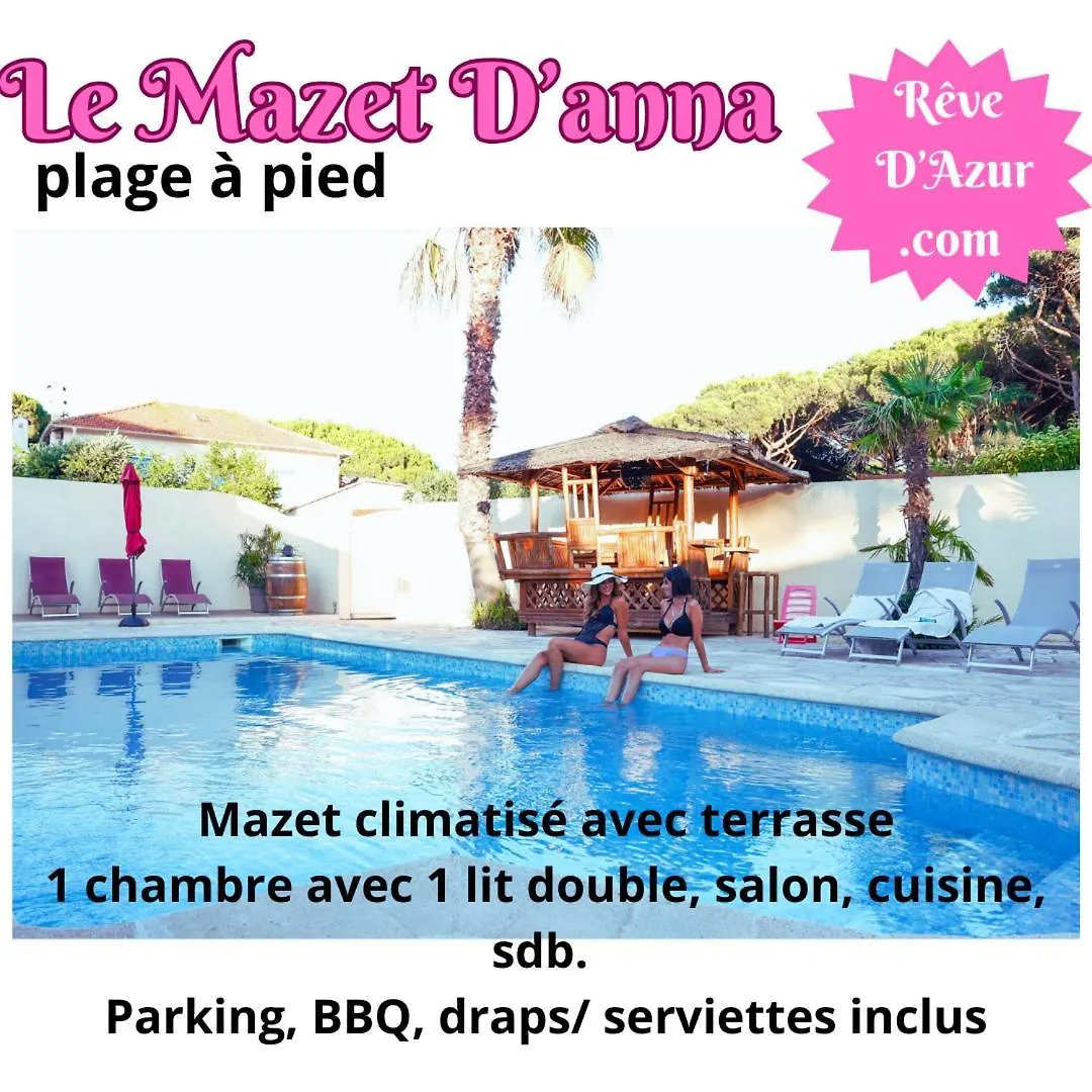 Reve D'Azur, Mazet En Bord De Mer, Parking, Piscine Partagee, Terrasse Bbq & Draps Inclus La Nartelle, 1 Salon, 1 Chambre, 1 Cuisine , 1 Sdb Sainte-Maxime